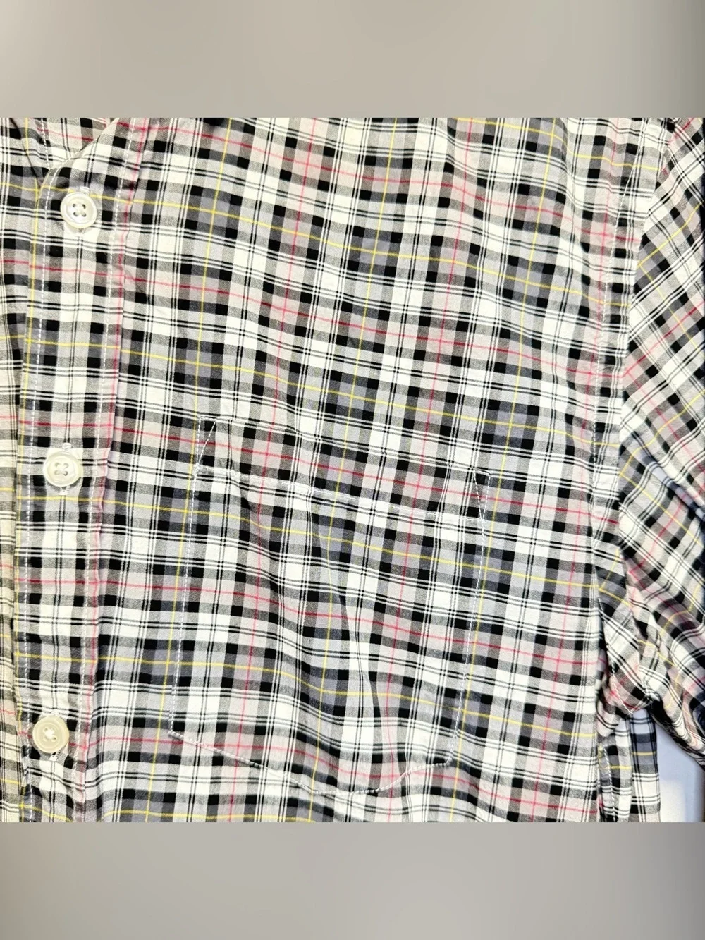 J. Crew Men's Plaid Button-Down Shirt — Black, White & Red